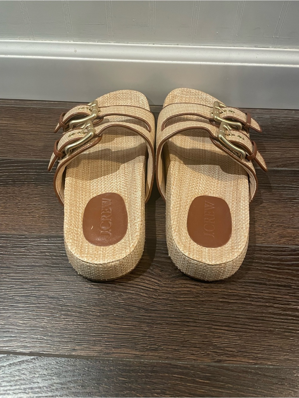 J. Crew Marlow Slip On Sandals In Raffia Beach Coastal Vacation Resortwear 8.5 - Picture 4 of 12